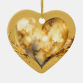 Gepersonaliseerd bericht Kleurrijke "gouden" hart  Keramisch Ornament (Voorkant)