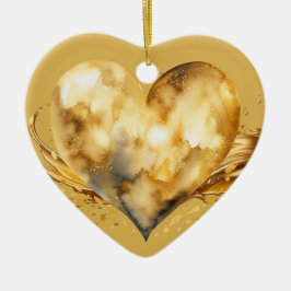 Gepersonaliseerd bericht Kleurrijke "gouden" hart Keramisch Ornament