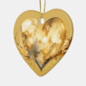 Gepersonaliseerd bericht Kleurrijke "gouden" hart  Keramisch Ornament (Links)