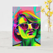 Gepersonaliseerd bericht Kleurrijke Vrouw in Zonne Kaart (Gele Bloem)