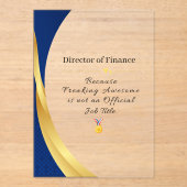 Gepersonaliseerd beroep – Elegant goud & blauw Acryl Uitnodigingen (Voorkant)