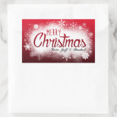 Gepersonaliseerd besneeuwd Kerst sticker (Tas)