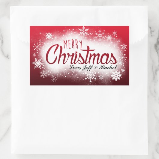 Gepersonaliseerd besneeuwd Kerst sticker (Tas)