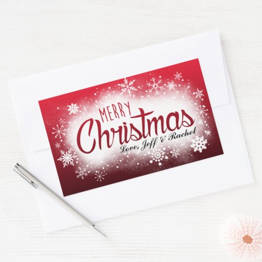 Gepersonaliseerd besneeuwd Kerst sticker (Envelop)