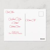 Gepersonaliseerd besneeuwd kersthuis briefkaart (Achterkant)