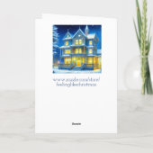 Gepersonaliseerd besneeuwd kersthuis kaart (Achterkant)