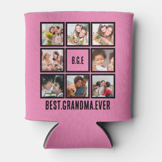 Gepersonaliseerd beste grootmoeder ooit 8 Foto col Blikjeskoeler (Voorkant)