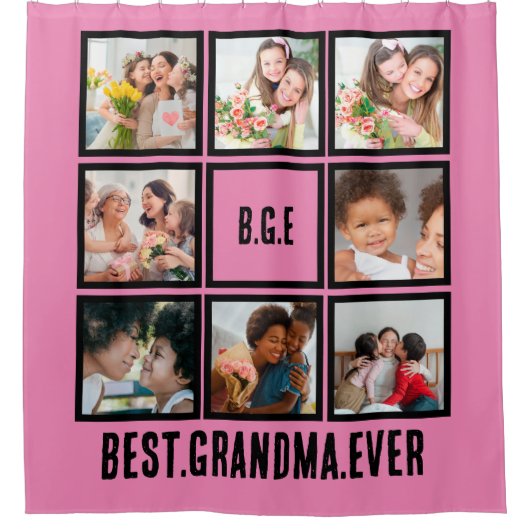 Gepersonaliseerd beste grootmoeder ooit 8 Foto col Douchegordijn (Voorkant)