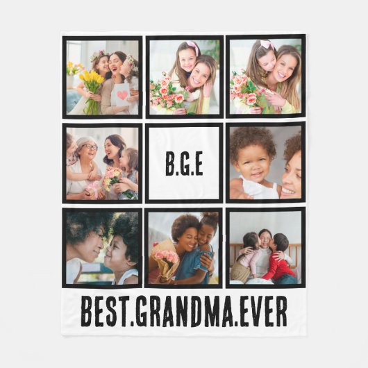 Gepersonaliseerd beste grootmoeder ooit 8 Foto col Fleece Deken (Voorkant)