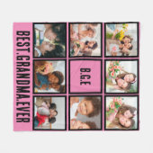 Gepersonaliseerd beste grootmoeder ooit 8 Foto col Fleece Deken (Voorkant (Horizontaal))