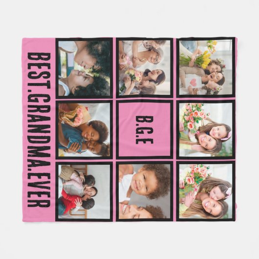 Gepersonaliseerd beste grootmoeder ooit 8 Foto col Fleece Deken (Voorkant (Horizontaal))