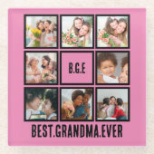 Gepersonaliseerd beste grootmoeder ooit 8 Foto col Glazen Onderzetter (Voorkant)
