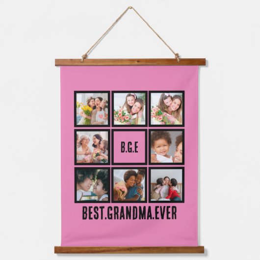 Gepersonaliseerd beste grootmoeder ooit 8 Foto col Hangend Wandkleed (Voorkant)