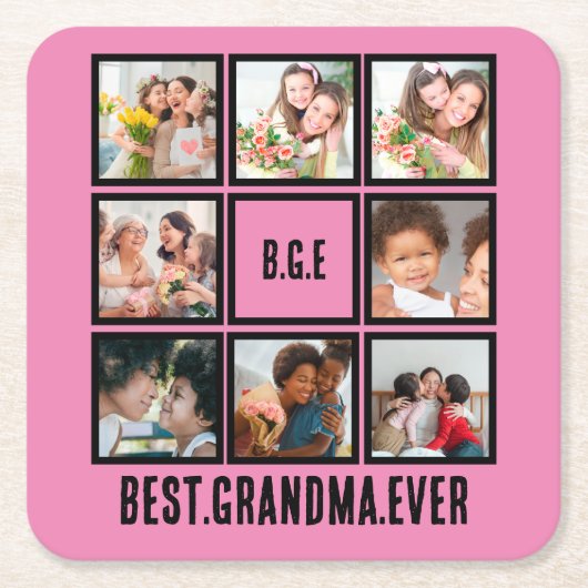 Gepersonaliseerd beste grootmoeder ooit 8 Foto col Kartonnen Onderzetters (Voorkant)
