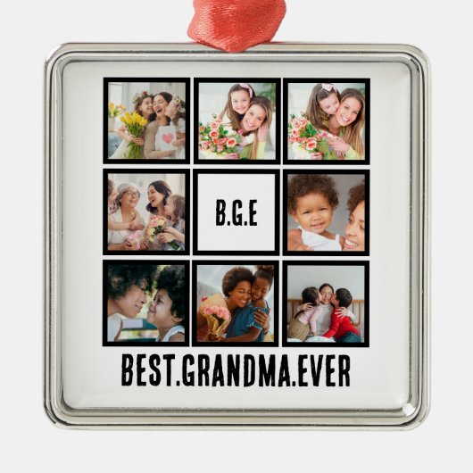 Gepersonaliseerd beste grootmoeder ooit 8 Foto col Metalen Ornament (Voorkant)
