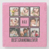 Gepersonaliseerd beste grootmoeder ooit 8 Foto col Stenen Onderzetter (Voorkant)
