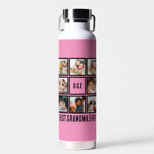 Gepersonaliseerd beste grootmoeder ooit 8 Foto col Waterfles (Voorkant)