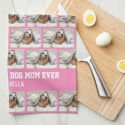 Gepersonaliseerd BESTE HOND MOEDER OOIT Foto Keuke Theedoek (Quarter Fold)