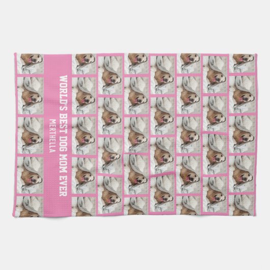 Gepersonaliseerd BESTE HOND MOEDER OOIT Foto Keuke Theedoek (Horizontaal)