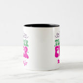 Gepersonaliseerd beste leraar ooit roze groen scri tweekleurige koffiemok (Center)