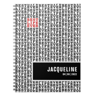 Gepersonaliseerd beste leven ooit zwart wit rood notitieboek