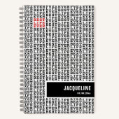 Gepersonaliseerd beste leven ooit zwart wit rood notitieboek (Voorkant)