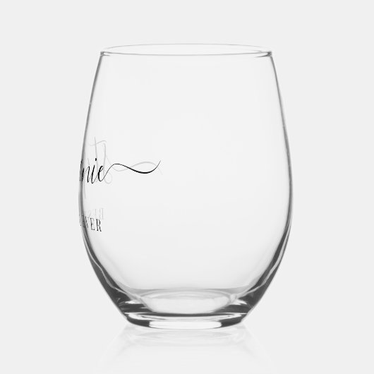 Gepersonaliseerd Beste Mam Ooit Script Monogram Wijnglas Zonder Voet (Links)