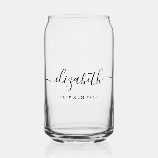 Gepersonaliseerd Beste Mum Ooit Script Monogram Blikvorm Glas (Voorkant)