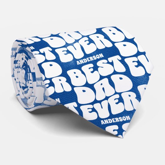 Gepersonaliseerd Beste Papa ooit Blue Tie Dye Stro Stropdas (Opgerold)