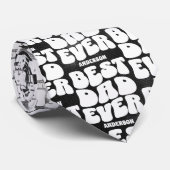 Gepersonaliseerd Beste Papa Ooit Zwart Tie Dye Str Stropdas (Opgerold)