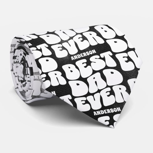 Gepersonaliseerd Beste Papa Ooit Zwart Tie Dye Str Stropdas (Opgerold)