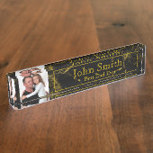 Gepersonaliseerd Beste vader op bureau Fotonaam Bo Naambordje (Zijkant)