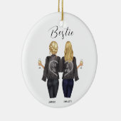 Gepersonaliseerd beste vriend portret keramisch ornament (Rechts)