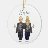 Gepersonaliseerd beste vriend portret keramisch ornament (Links)