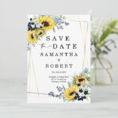 Gepersonaliseerd Bewaar de Datum met Zonnebloemen Kaart (Staand voorkant)