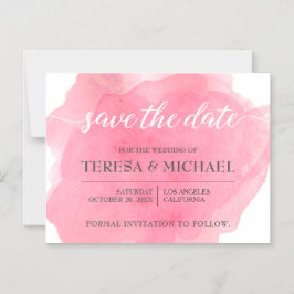 Gepersonaliseerd Bewaar de datum, Roze bruiloft sc Magnetische Uitnodiging