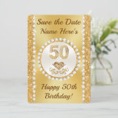Gepersonaliseerd Bewaar de datum voor het 50ste ve Kaart (Staand voorkant)