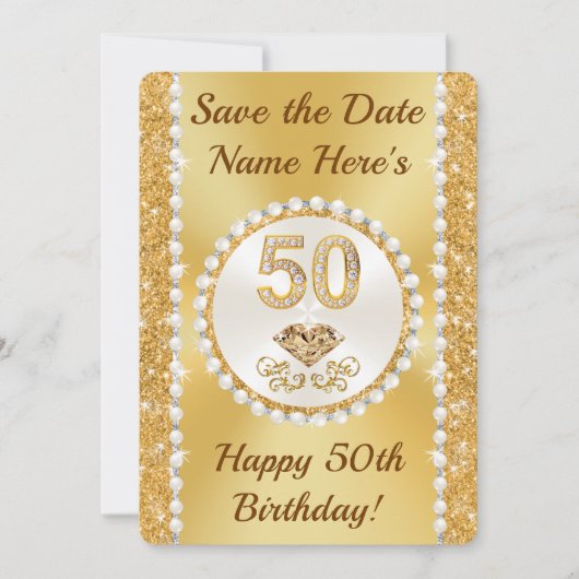 Gepersonaliseerd Bewaar de datum voor het 50ste ve Kaart (Voorkant)