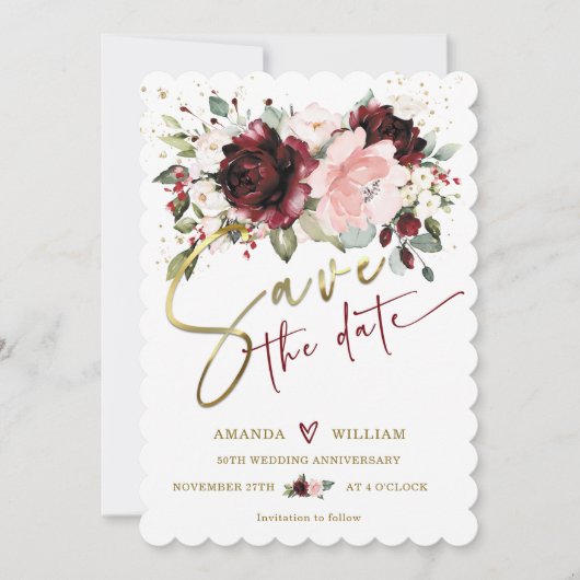 Gepersonaliseerd Bewaar de Datumkaarten voor 50ste Kaart (Voorkant)