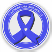 Gepersonaliseerd Bewustzijn Blauw Lint Wit Hart Sticker (Voorkant)