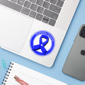 Gepersonaliseerd Bewustzijn Blauw Lint Wit Hart Sticker (Laptop met iPhone)