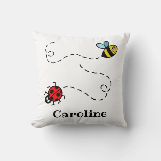 Gepersonaliseerd Bezig Bumblebee & Ladybird Patter Kussen (Voorkant)