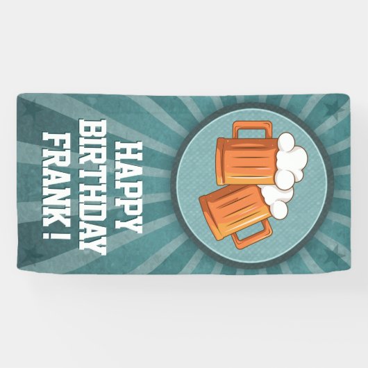 Gepersonaliseerd bier Gelukkige Verjaardag Spandoek (Horizontaal)