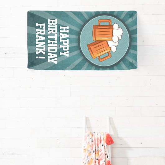 Gepersonaliseerd bier Gelukkige Verjaardag Spandoek (Insitu)