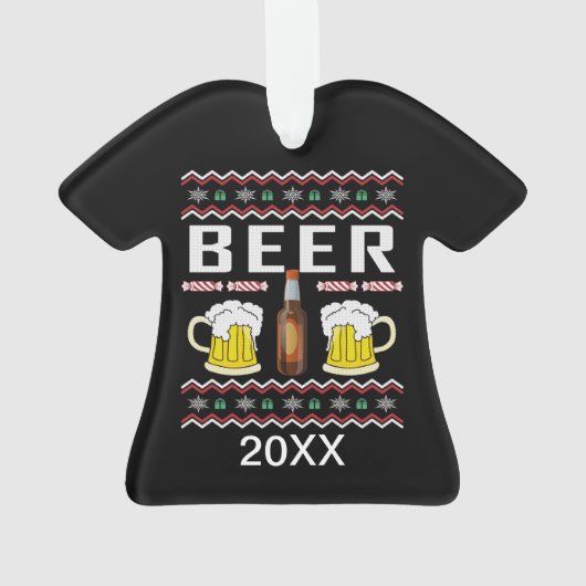 Gepersonaliseerd bier Oogly kerstkeuter Ornament (achterkant)
