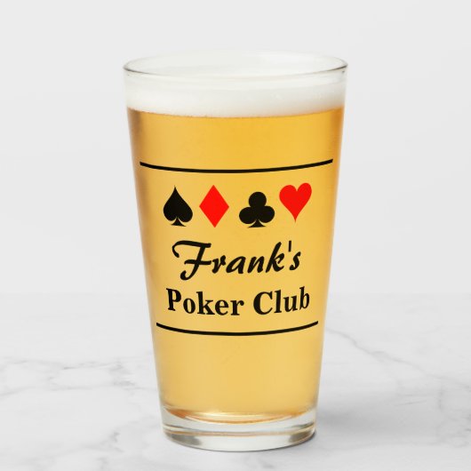 Gepersonaliseerd bier voor pokerspellen glas (Voorkant gevuld)