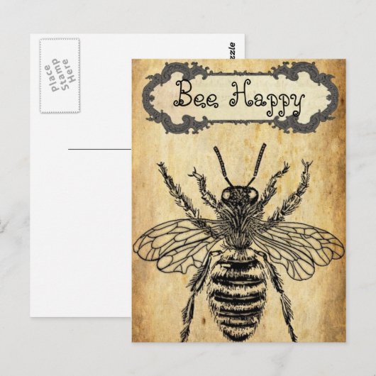 Gepersonaliseerd bijengelukkig Briefkaart (Voorkant / Achterkant)