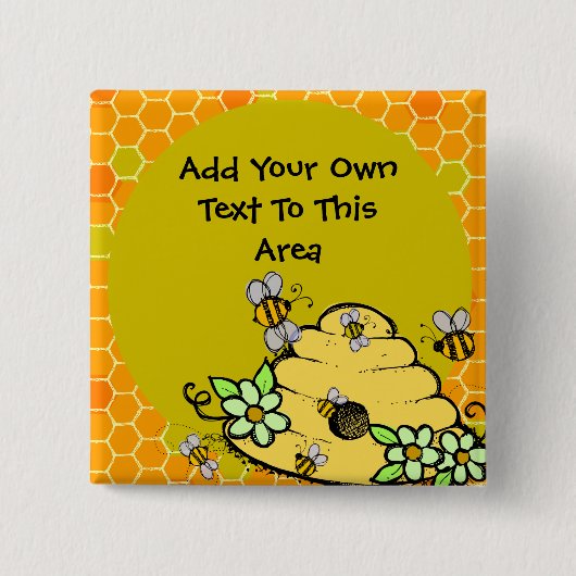 Gepersonaliseerd bijenkorf en bijen Button (Voorkant)