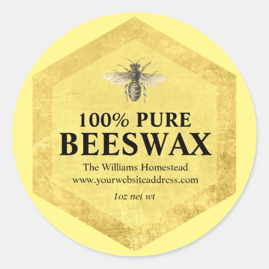 Gepersonaliseerd bijenwaslabel met imkernaam ronde sticker (Voorkant)