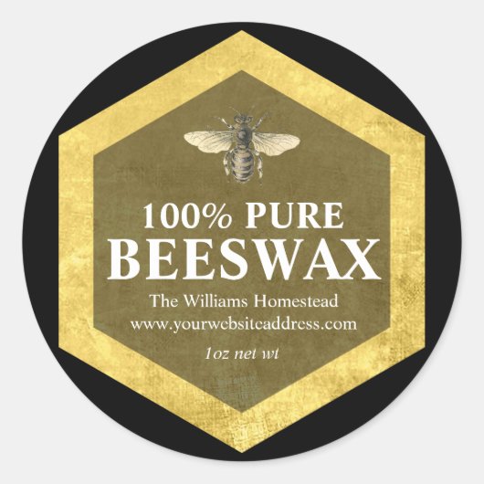 Gepersonaliseerd bijenwaslabel met imkernaam ronde sticker (Voorkant)